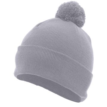 Augusta Sportswear 641K Knit Fold Over Pom-Pom Beanie - SILVER