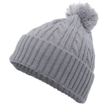 Augusta Sportswear 643K Cable Knit Pom-Pom Beanie - SILVER