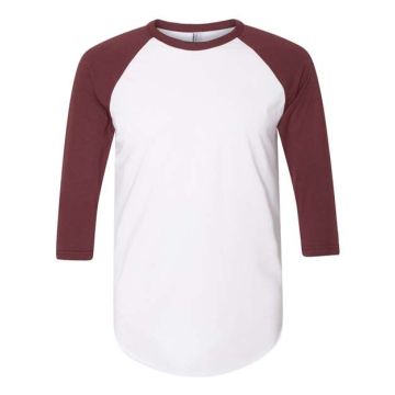 American Apparel BB453W 50/50 Raglan Three-Quarter Sleeve Tee