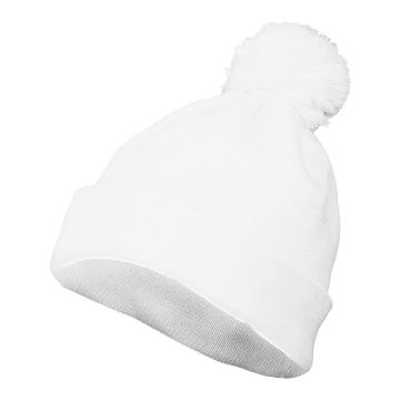Augusta Sportswear 6816 Two Layer Acrylic Knit Pom Beanie - WHITE