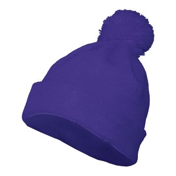 Augusta Sportswear 6816 Two Layer Acrylic Knit Pom Beanie - PURPLE