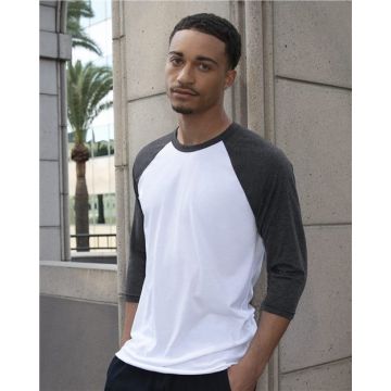 American Apparel BB453US USA-Made 50/50 Poly/Cotton Raglan Three-Quarter Sleeve Tee