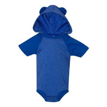 Rabbit Skins 4417 Fine Jersey Infant Short Sleeve Raglan Bodysuit with Hood Ears