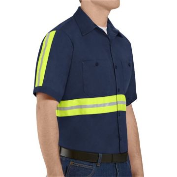 Red Kap SC40EL Enhanced Visibility Short Sleeve Cotton Work Shirt Long Sizes