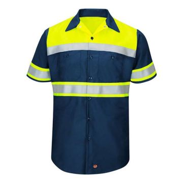 Red Kap SY80 Hi-Visibility Colorblock Ripstop Short Sleeve Work Shirt