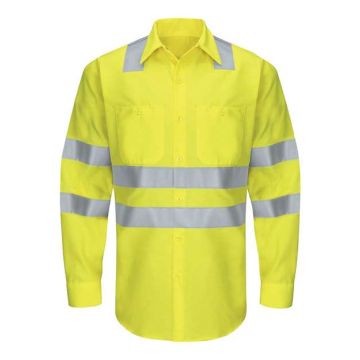 Red Kap SY14L Enhanced Hi-Visibility Long Sleeve Work Shirt - Sizes