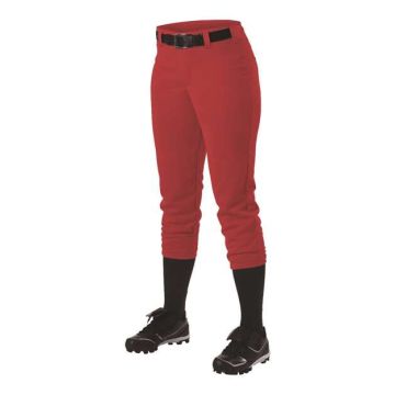 Alleson Athletic 605PBWY Girls' Belt Loop Fast-Pitch Pants - S - Red