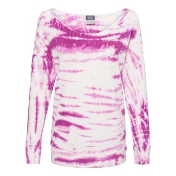 Mv Sport W20173 Women's French Terry Off-the-Shoulder Tie-Dyed Sweatshirt