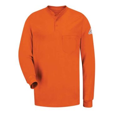 Bulwark SEL2L Long Sleeve Tagless Henley Shirt - Long Sizes - XLT - Orange
