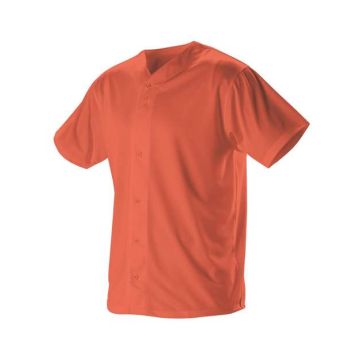 Alleson Athletic 52MBFJ Full Button Lightweight Baseball Jersey - S - Orange
