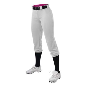 Alleson Athletic 615PSG Girls' Belted Speed Premium Fastpitch Pants - S - White