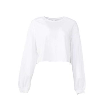 Bella + Canvas 6501 FWD Fashion Women's Crop Long Sleeve Tee - S - White