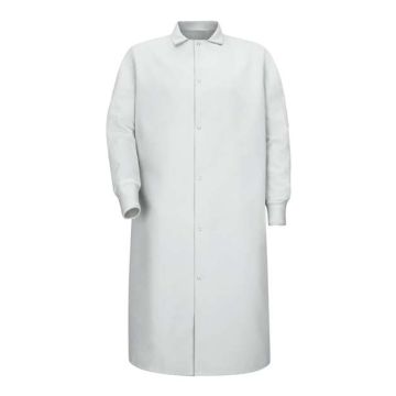 Red Kap KS60 Gripper-Front Pocketless Butcher Coat With Knit Cuffs - 5XL - White