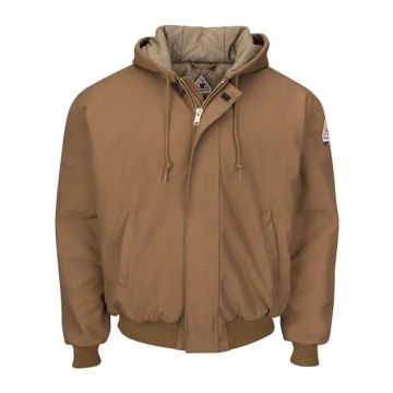 Bulwark JLH6 Insulated Brown Duck Hooded Jacket with Knit Trim