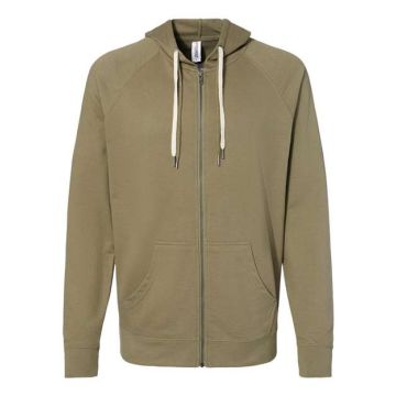 Independent Trading Co. SS1000Z Icon Lightweight Loopback Terry Full-Zip Hooded Sweatshirt - XL - Olive