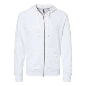 Independent Trading Co. SS1000Z Icon Lightweight Loopback Terry Full-Zip Hooded Sweatshirt - L - White