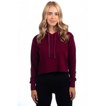 Next Level Apparel 9384 Ladies' Cropped Pullover Hooded Sweatshirt - MAROON