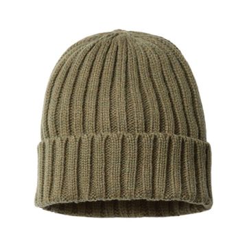 Atlantis Headwear SHORE Sustainable Cable Knit Cuffed Beanie - One Size - Olive