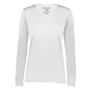 Holloway 222824 Women's Momentum Long Sleeve V-Neck T-Shirt - L - White