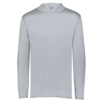 Holloway 222831 Youth Momentum Hooded Long Sleeve T-Shirt - S - Silver