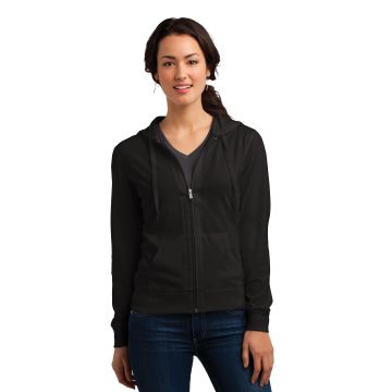 District DT2100 District &#174;  Women's Fitted Jersey Full-Zip Hoodie. DT2100 - Black