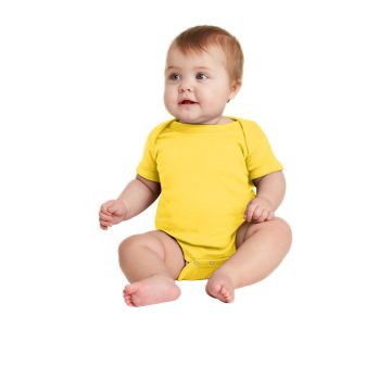 Rabbit Skins RS4400 Rabbit Skins &#153;  Infant Short Sleeve Baby Rib Bodysuit. RS4400 - Yellow