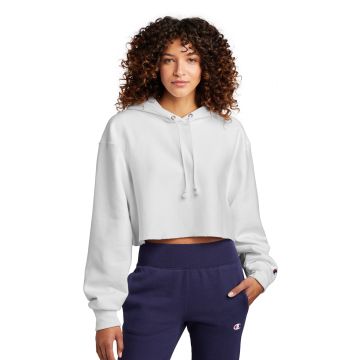 Champion RW01W Champion  &#174;   Women's Reverse Weave  &#174;   Cropped Cut-Off Hooded Sweatshirt RW01W - White