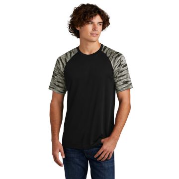 Sport-Tek ST376 Sport-Tek &#174;  Drift Camo Colorblock Tee ST376 - Black