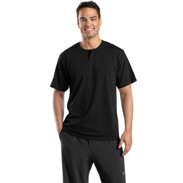 Sport-Tek T210  DISCONTINUED  Sport-Tek &#174;  Short Sleeve Henley.  T210 - Black