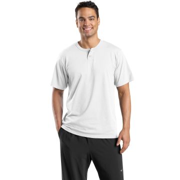 Sport-Tek T210  DISCONTINUED  Sport-Tek &#174;  Short Sleeve Henley.  T210 - White