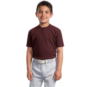 Sport-Tek YT210  DISCONTINUED  Sport-Tek &#174;  Youth Short Sleeve Henley. YT210 - Maroon