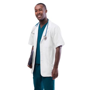 Adar 2816 Unisex Short-Sleeve Three-Pocket 31" Lab Coat