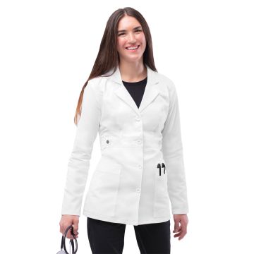 Adar 3300 Women's Two-Pocket Tab-Waist 28" Lab Coat - White