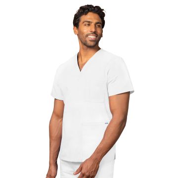 Adar 601 Unisex 3-Pocket V-Neck Top - White