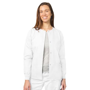 Adar 602 Women's Round Neck Jacket - White