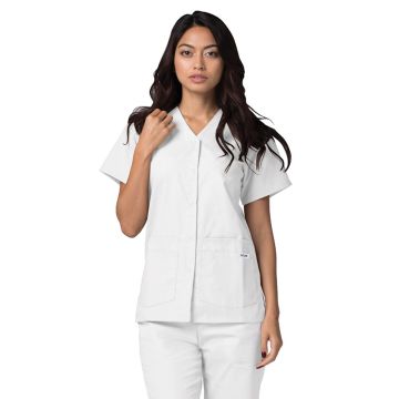 Adar 604 Women's Double Pocket Snap Front Top