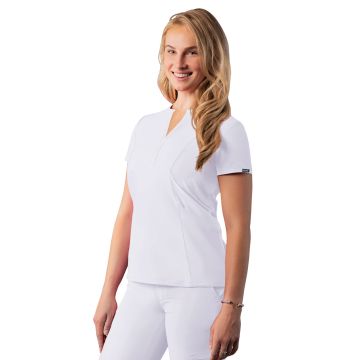 Adar A6002 Women's Notched V-Neck Top - White