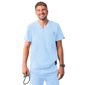 Adar A6010 Men's V-Neck Top - Sky Blue