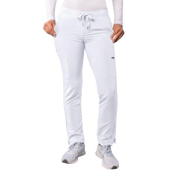 Adar A6104 Women's Drawstring Cargo Pant - White