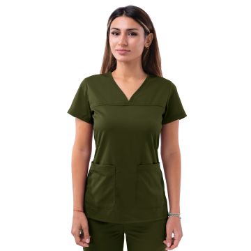 Adar P4210 Women's V-Neck Sweetheart Top - Olive