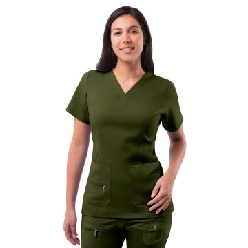 Adar P4212 Women's V-Neck Elevated Top - Olive