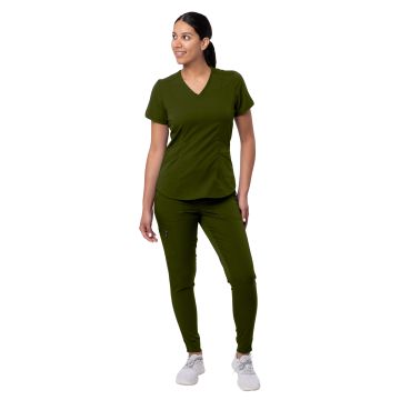 Adar P9500 Women's Modern Athletic Jogger Scrub Set - Olive