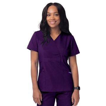 Adar S8302 Women's Mock Wrap Top - Purple