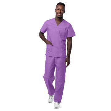 Adar S8400 Unisex V-Neck Top Drawstring Pant Scrub Set - Lavender