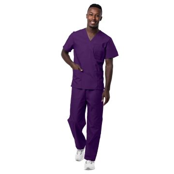 Adar S8400 Unisex V-Neck Top Drawstring Pant Scrub Set - Purple