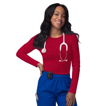 Adar S8500 Women's Long Sleeve Underscrub Tee - Red
