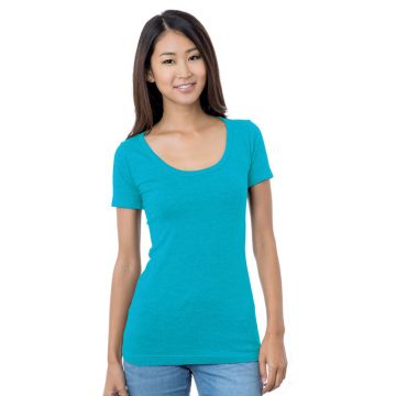 Bayside BA3405 Junior's 4.2 oz. Fine Jersey Wide Scoop Neck T-Shirt