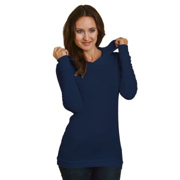 Bayside BA3425 5 oz. Junior's Long-Sleeve Thermal Hoodie T-Shirt