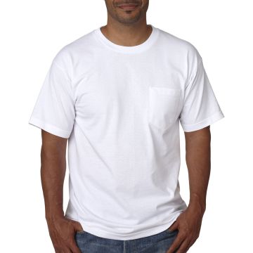 Bayside BA5070 Adult Short-Sleeve T-Shirt with Pocket - WHITE