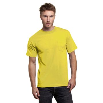 Bayside BA7100 Adult 6.1 oz., 100% Cotton Pocket T-Shirt - YELLOW